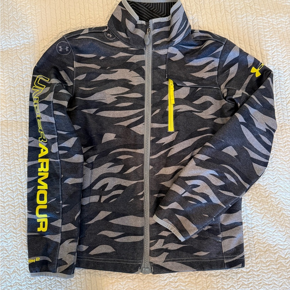 Boys Under Armour Gray Camouflage Jacket with Yellow Details
